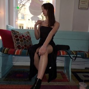 Long black dress with thigh slot, size XS